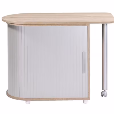 Bureau Pivotant et Meuble de Rangement Chêne 2 Niches 77 x 71,7 x 47 cm – Aluminium – L 105 x l 55 x H 74.7 cm