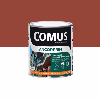 ANCORPRIM rouge 0,75L Primaire d&rsquo;accrochage universel pour métaux ferreux et supports difficiles – COMUS