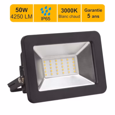 Projecteur LED 50W/IP65/4250LM/3000K connexion directe – sans câble – garantie 5 ans