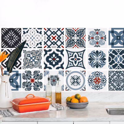 Stickers carrelage carreaux de ciment 20x20cm – Kit de 24
