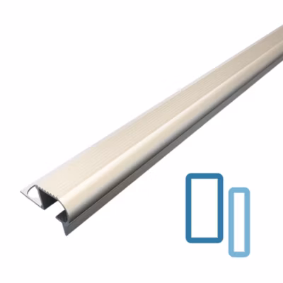 Nez de Marche Escalier Arrondi Argent Mat 13 mm Antiderapante Décoratif EXT/INT pour carrelage. L 2,5m.