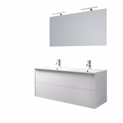 Ensemble de salle de bain double vasque 5 pièces IGEA blanc mat
