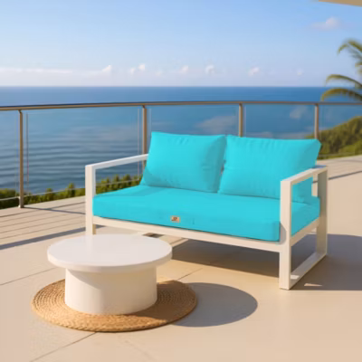 Coussins pour salon de jardin déhoussable 100x50cm Bleu caraïbes