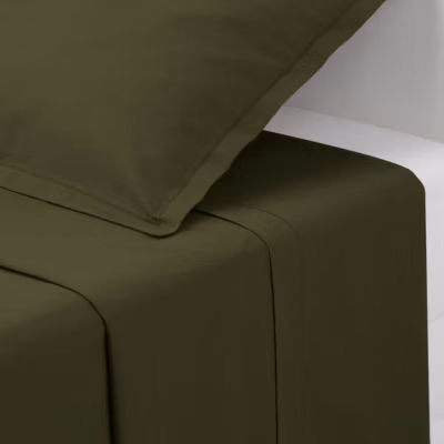 Drap plat Carina en coton 180x290cm vert kaki – Atmosphera