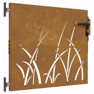 Portail de jardin 85×100 cm acier corten conception d&rsquo;herbe vidaXL
