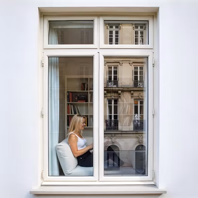 DIMEXACT – Brise vue pour fenêtre à grand vitrage vis-à-vis lointain – alu clair – 75 cm x 0.5 m – en Rouleau