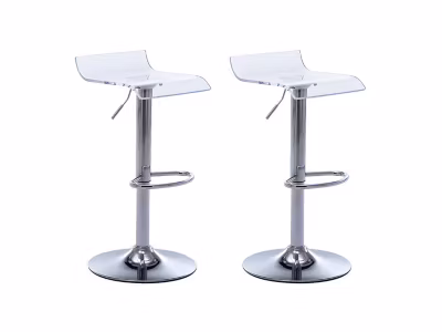 Lot de 2 tabourets de bar OLIVER – Acrylique – Transparent