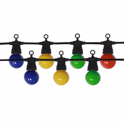 Guirlande Guinguette LED 8M 10pcs 3W IP65 Multicolore – Câble Noir – SILAMP