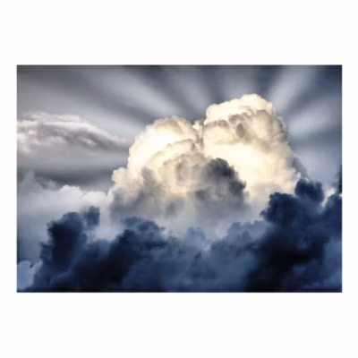 Papier peint intissé panoramique paysage rayons de soleil sur un ciel nuageux 200×154 cm