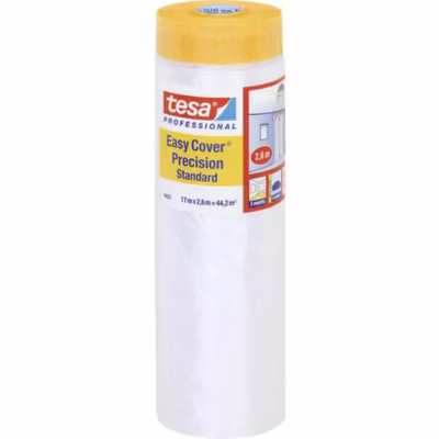 tesa Easy Cover 4402 Film de masquage orange 2,6 m x 17 m avec ruban adhésif intégré
