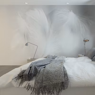 Papier peint panoramique Plumes 2, Gris 170 x 250cm