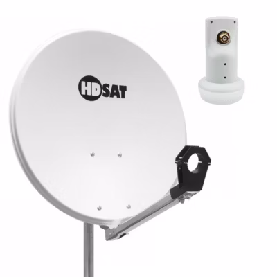 Pack  Parabole satellite acier 65cm + LNB Single HD 4K idéal ASTRA EUTELSAT HDSAT
