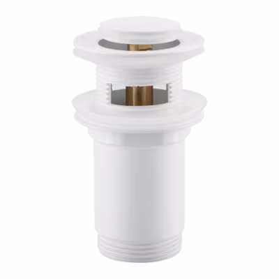 BALNEO Bonde de lavabo en laiton Click-Clack modèle E universelle pour lavabo 1/4 de pouce avec trop-plein blanche
