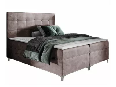 Lit continental Baltimore 185, Double, Marron, Tissu, Disponible