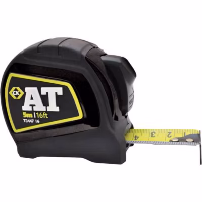 Mètre-ruban C.K T3447 16 – 5 m acier, revêtement nylon, boîtier caoutchouc