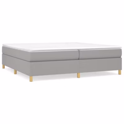Lit double, Lit adulte, Cadre de lit à ressorts gris clair 200×200 cm tissu