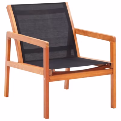 vidaXL Chaise de jardin Noir Bois d&rsquo;eucalyptus solide et textilène