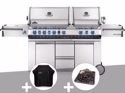 Barbecue à gaz Prestige Pro 825 + Housse de protection + Plateau charbon – Napoleon