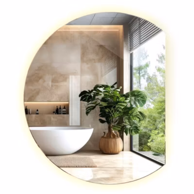 Miroir LED biseauté 63×70 cm lumière chaude 1 pc