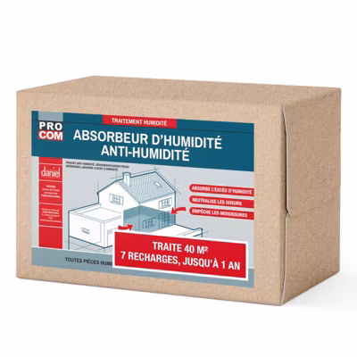 Absorbeur d&rsquo;humidité, protection anti-humidité PROCOM-kit40m²+7recharges-