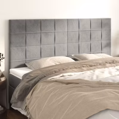 vidaXL Têtes de lit 4 pcs Gris clair 90x5x78-88 cm Velours3116392