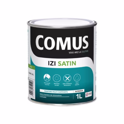 IZI&rsquo;SATIN 1L – Peinture acrylique d&rsquo;aspect satin en phase aqueuse – COMUS