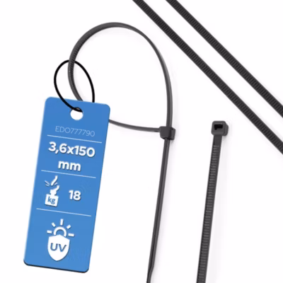 Colliers de serrage colliers de câblage sans halogène 3,6 x 150 mm noirs UV EDO777790 lot de 100 pcs