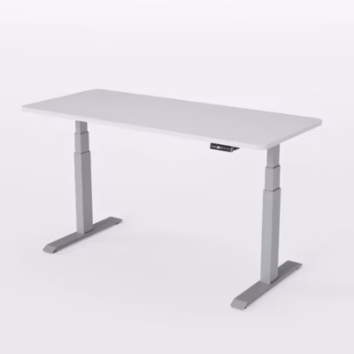 AUM WORLD Bureau Réglable Électrique, 160×70, DIY, 2 moteurs, Mémoires, Timer, USB A&C, 62-127cm, 120kg, Gris, Blanc
