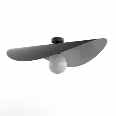 LUMICOM – PIUMA Plafonnier, 1X E27, max 42W, métal, noir mat/feuille argent, D.60cm