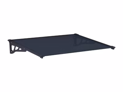 Auvent de porte en aluminium 120 x 90 cm incliné noir KEPLER