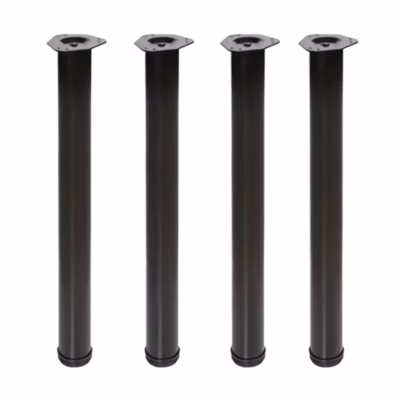 4 un. Pied de table rond en acier diamètre 60mm hauteur 710mm peinture noire avec régulateur de nivellement