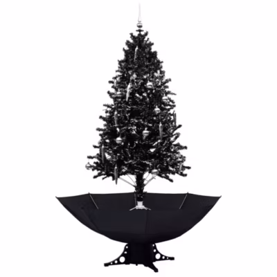 Arbre de Noël neigeux avec base de parapluie Noir 190 cm PVC vidaXL