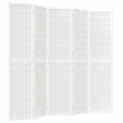 Cloison de séparation pliable 5 panneaux 200×170 cm Blanc vidaXL