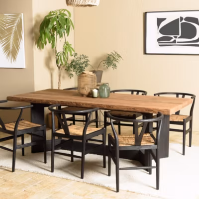 Table à manger rect. 220x100cm bois Pin recyclé