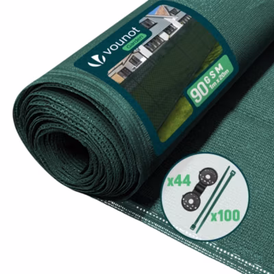 Brise vue occultant en HDPE 90g/m² 1x20m avec attaches de fixation vert VOUNOT