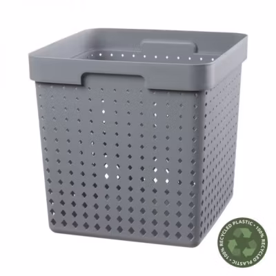 Grand Panier de rangement en Plastique Recyclé XL – Gris