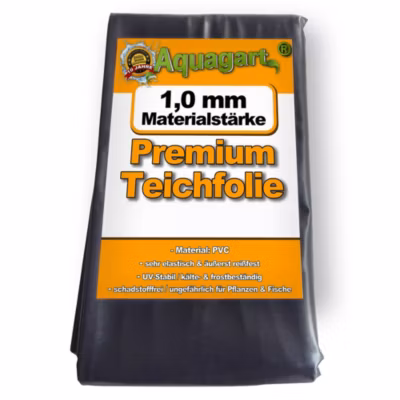 Liner de bassin en PVC 13 m x 2 m 1,0 mm, noir, bâche pour le bassin de jardin Aquagart