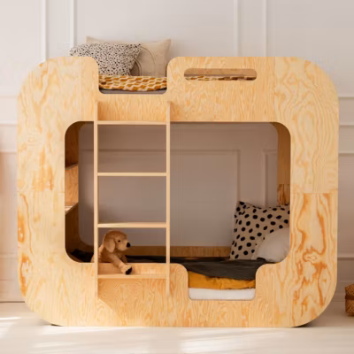 Lit superpose 90×200 echelle à gauche sommier inclus Nadège Bois