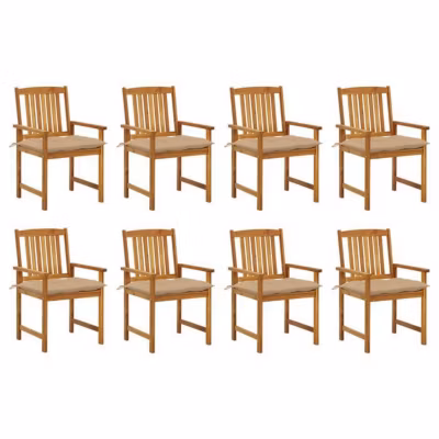 vidaXL Lot de 8 Chaises de Jardin avec Coussins, Sièges de Terrasse, Chaises de Salle à Manger, Meubles de Patio Extérieur, 307819