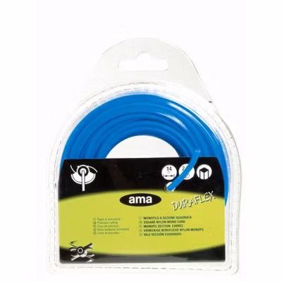 Fil de débroussailleuse – Fil nylon de coupe  – Monofil section carré diam 3.3mm x 9 mètres – Blister – « Duraflex »