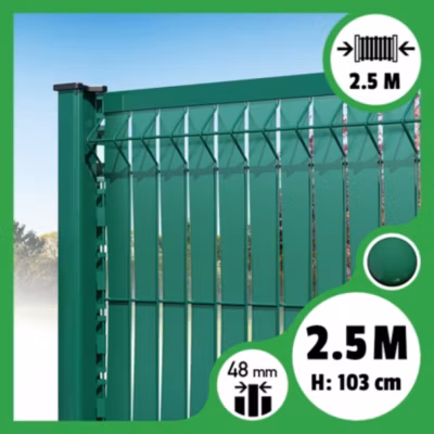 Brise-vue Lattes aluminium N55 – Vert – 103 cm, 2,50 mètres