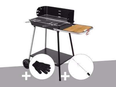 Barbecue charbon Florence + Gant de protection + Kit tournebroche – Somagic