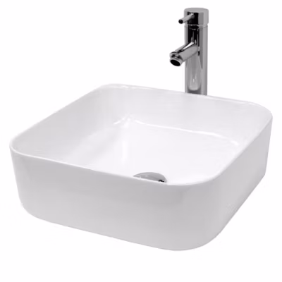 Lavabo carré ceramique vasque a poser salle de bain lave-mains blanc 390×390 cm