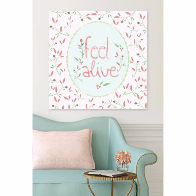 Tableau verre acrylique Feel Alive citation 90 x 90 cm – Décoration murale citation pour la maison