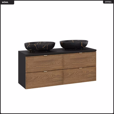 Ensemble de meubles sous vasque – 120 cm – avec Plan – 2 Vasques – MÖRK