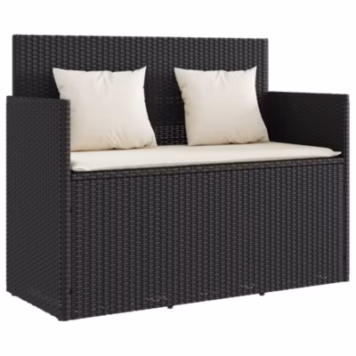Banc de jardin avec coussins noir résine tressée vidaXL
