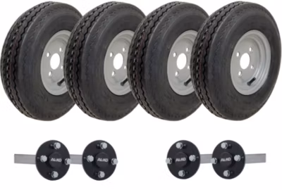 4.80/4.00-8 Twin Axle Trailer Kit High Speed Road Legal Wheels & ALKO Stubles Axles