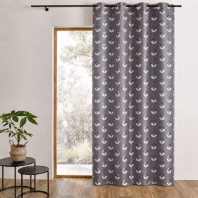 Rideau en jacquard à imprimés « rosace » (140×260 cm – Gris clair)