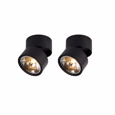 Lot de 2 spots modernes noirs ronds orientables – Go Nine