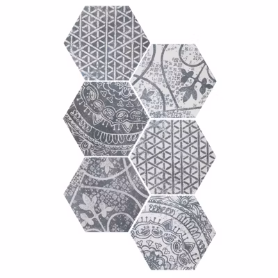 Carrelage sol / mur hexagonal motif patchwork 26,23 cm ALCHIMIA ARS MIX2